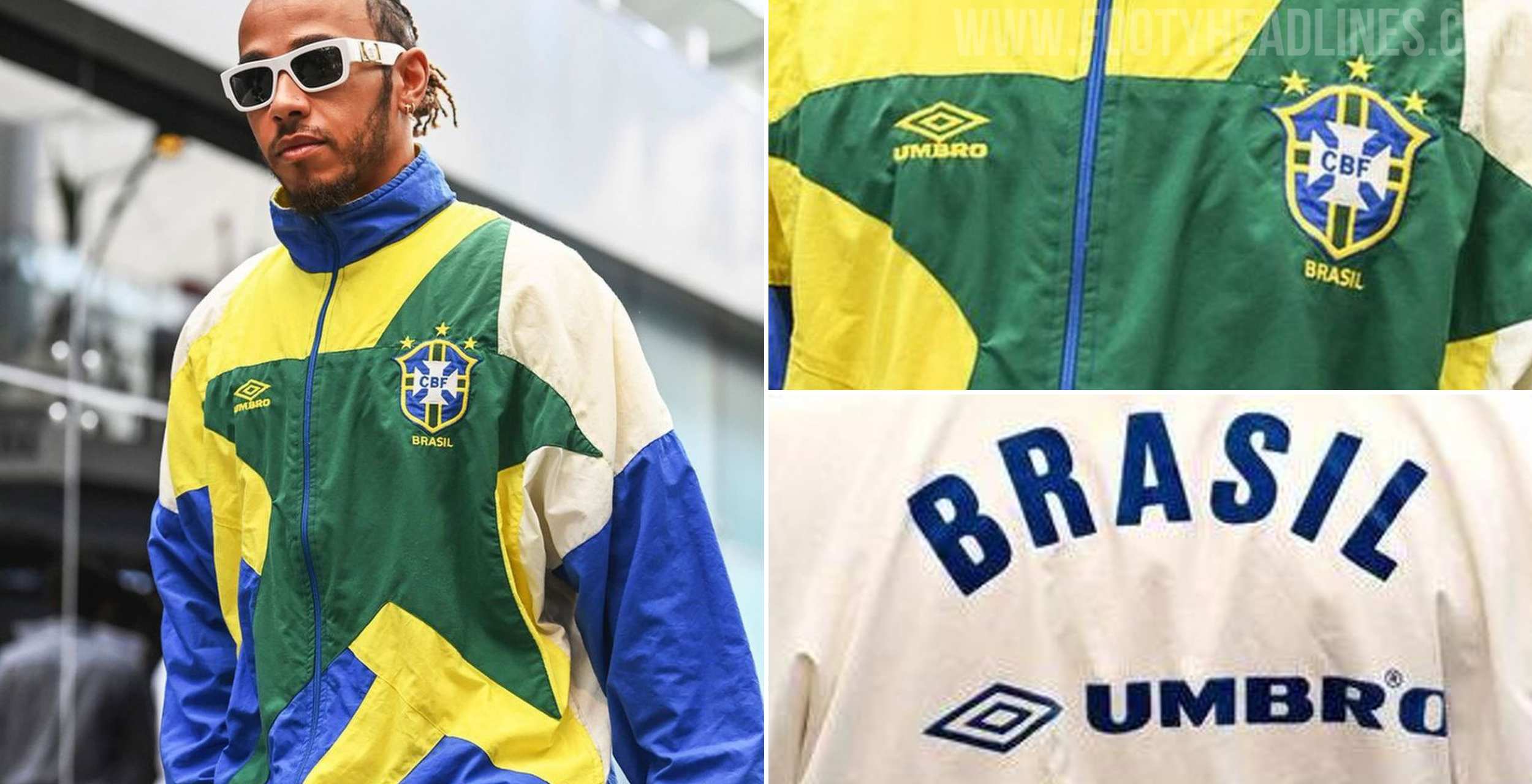 Hamilton Wears Umbro Brazil 1990s Jacket - Footy Headlines