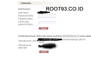 mencoba mengganti password pengguna