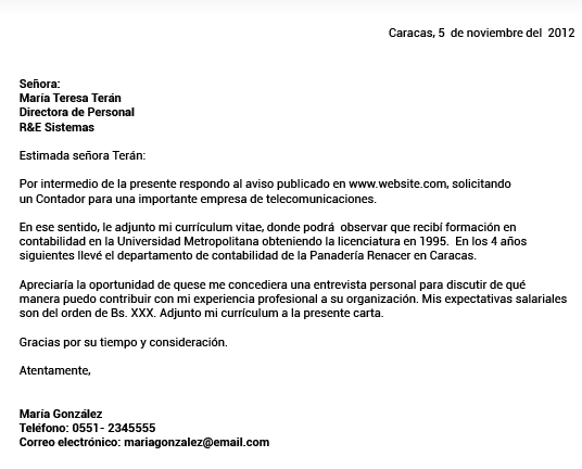 Carta de presentacion para trabajo sin experiencia