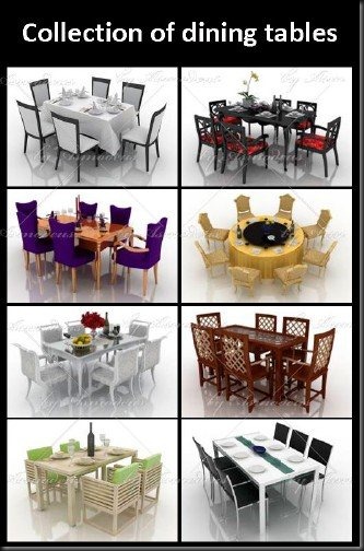 3D Max Collection of dining tables – free 3d max download