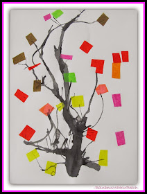 Multi-media Blown Ink and Tissue Paper for Spring Blossoms at RainbowsWithinReach