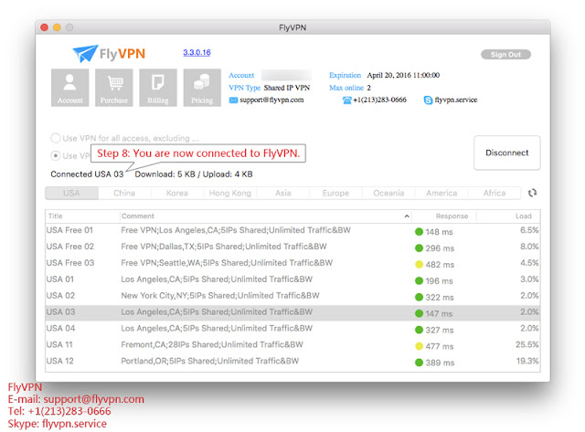 FlyVPN Mac用戶端連線成功