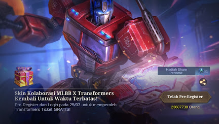 Menu pre order MLBB x Transformers