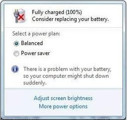 windows 7, laptop battery indicating