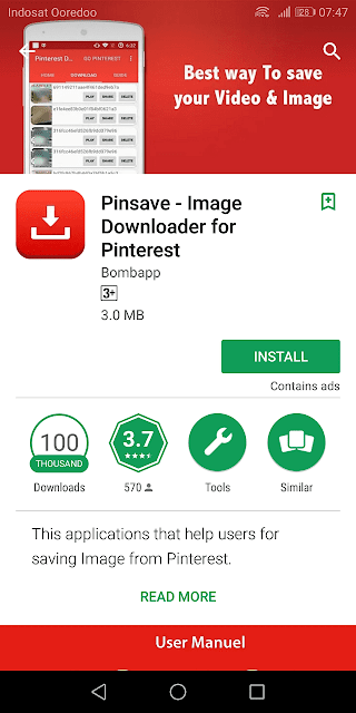 Pinsave adalah aplikasi pihak ketiga yang berfungsi untuk mendownload gambar Pinterest