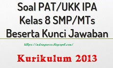 Soal PAT/UKK IPA Kelas 8 SMP/MTs K-13 Beserta Kunci Jawaban