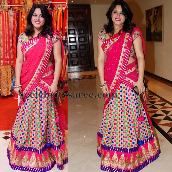 Multi Color Polka Dots Half Saree