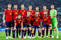 SELECCIÓN DE ESPAÑA. Temporada 2023-24. Aymeric Laporte, Rodri Hernández, Fabiáb Ruiz, Robin Le Normand, Marco Asensio, Álvaro Morata, Unai Simón. Gavi, Dani Olmo, José Luis Gayá, Dani Carvajal. SELECCIÓN DE GEORGIA 1 🆚 SELECCIÓN DE ESPAÑA 7 Viernes 8/09/2023, 18:00 horas. XVII Eurocopa de fútbol 2024, fase de clasificación, Grupo A, jornada 5. Tiflis, Georgia, estadio Nacional Boris Paichadze - Dinamo Arena: 54.459 espectadores. GOLES: ⚽0-1: 22’, Álvaro Morata. ⚽0-2: 28’, Solomon Kverkvelia, en propia meta. ⚽0-3: 38’, Dani Olmo. ⚽0-4: 40’, Álvaro Morata. ⚽1-4: 48’, Giorgi Chakvetadze. ⚽1-5: 65’, Álvaro Morata. ⚽1-6: 68’, Nico Williams. ⚽1-7: 74’, Lamine Yamal.