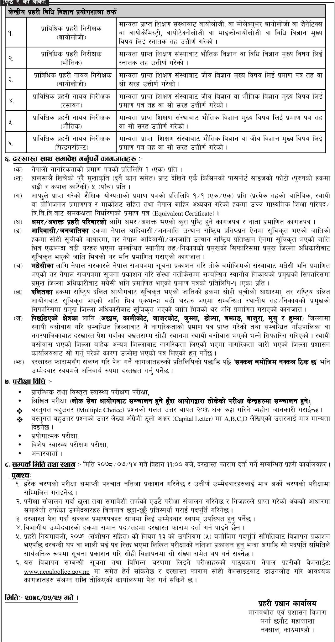 Job Vacancy In Nepal Police (Technical Group)