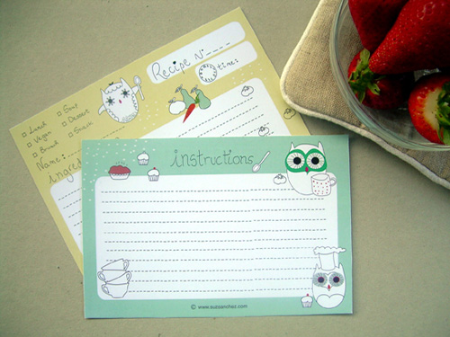 For directions and template click here Download these owl recipe cards for 
