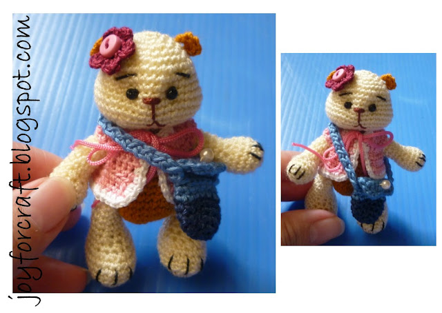 crochet miniature bear thread design pattern cute blouse bag gift 