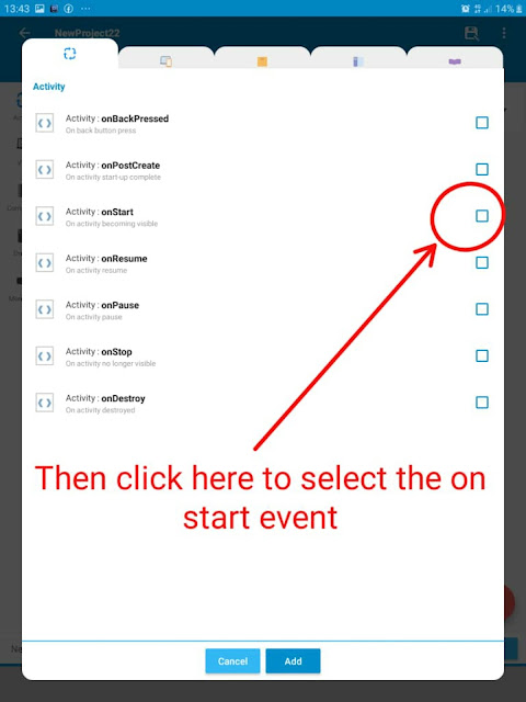 Choose an event to add