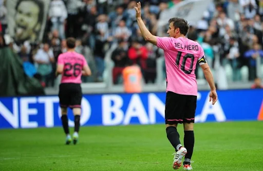 Alessandro Del Piero waves to supporters on his last appearance for Juventus