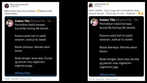 Dokter Tifa Dihujat Warganet Usai Singgung Suku Jawa dan Sunda: Rasis, Gelar Doktor Jiwa Provokator