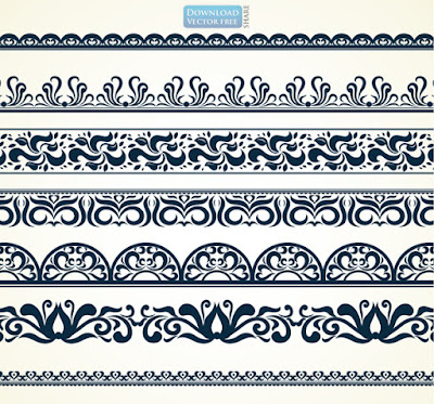 Mẫu họa tiết hoa văn đường viền floral motifs vector 4141