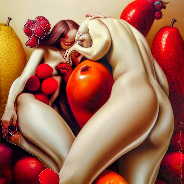 painting oils digitised fruit sex love passion horror fear weird inner secrets
