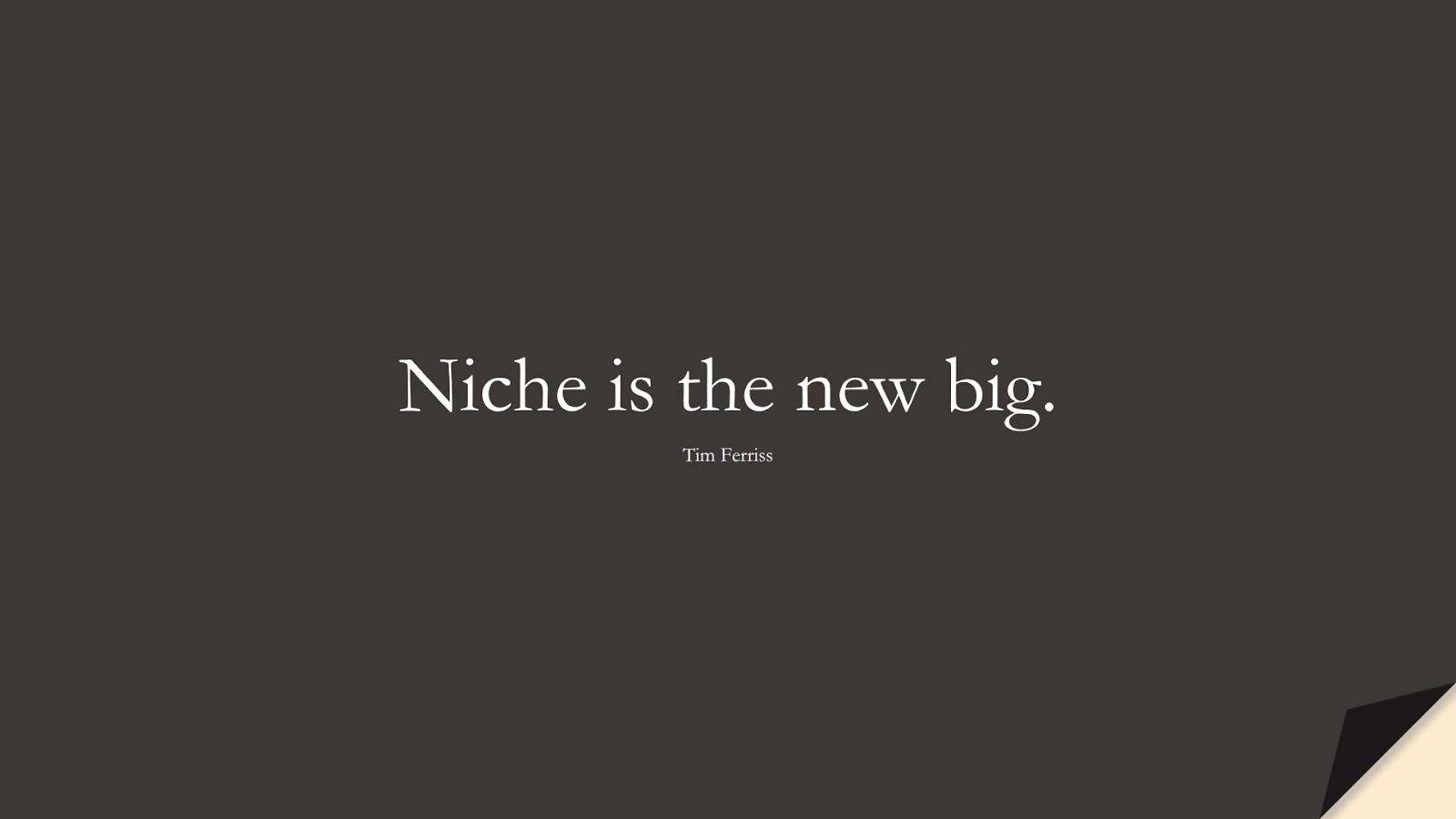 Niche is the new big. (Tim Ferriss);  #TimFerrissQuotes