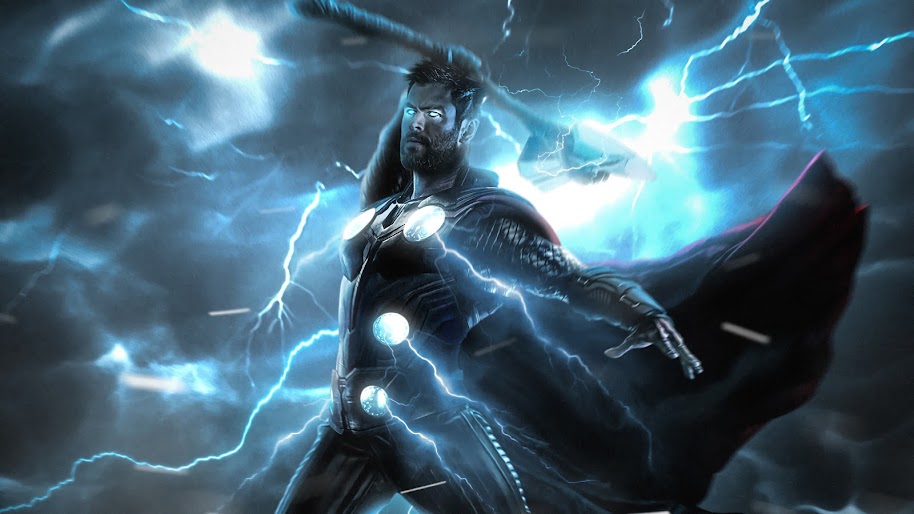 Avengers: Endgame, Thor, Strombreaker, Axe, Lightning, 4K  