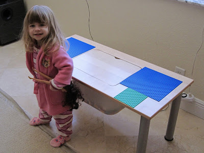 Lego table from IKEA kitchen cabinet door