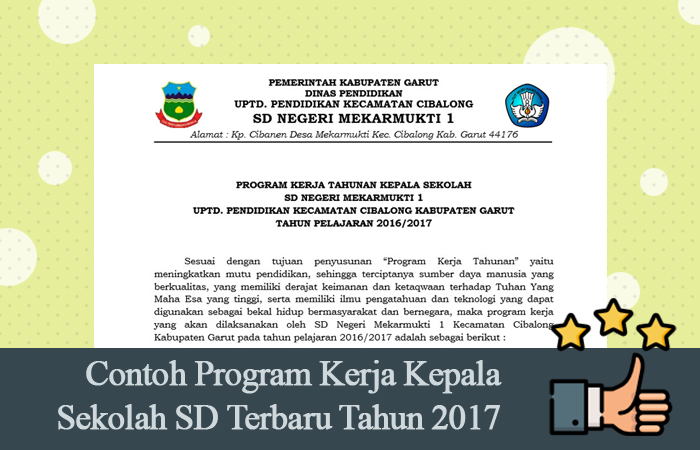 Contoh Program Kerja Kepala Sekolah SD Terbaru Tahun 2017 - Ujian