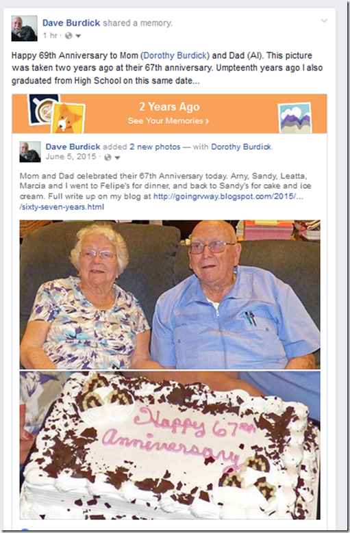 Mom and Dad's 69th Anniversary