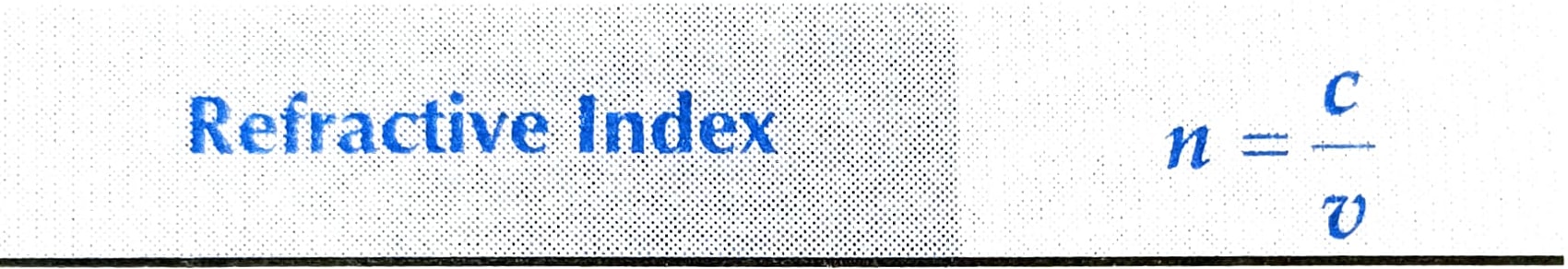 Refractive index formula