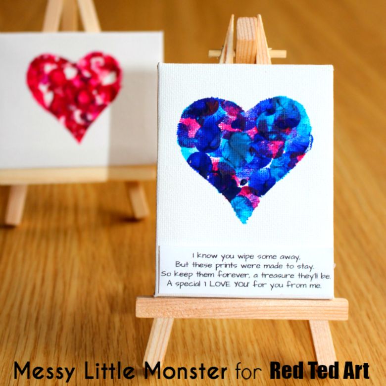 Fingerprint Heart Keepsake Poem - Mother's Day Painting Ideas