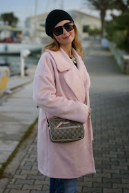 oversized pink coat, gucci pink bag, fashion and cookies, fashion blogger
