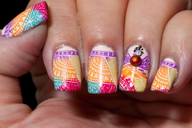 Mehndi Henna Pattern Nail Art Design