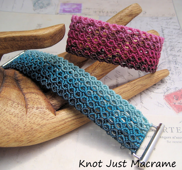 Two micro macrame bracelets by Sherri Stokey of Knot Just Macrame
