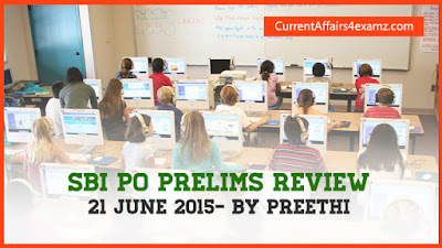 SBI PO Prelims Review 21 June 2015