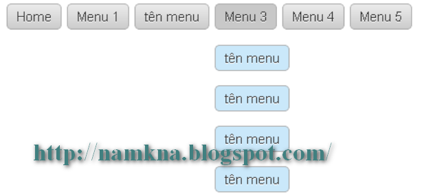 Menu ngang xổ dọc một cấp cho blogspot Style 1