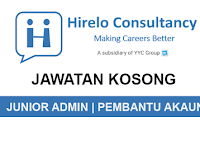 Kekosongan Jawatan Terkini di Agensi Pekerjaan Hirelo Consultancy Sdn Bhd - Junior Admin | Account Assistant