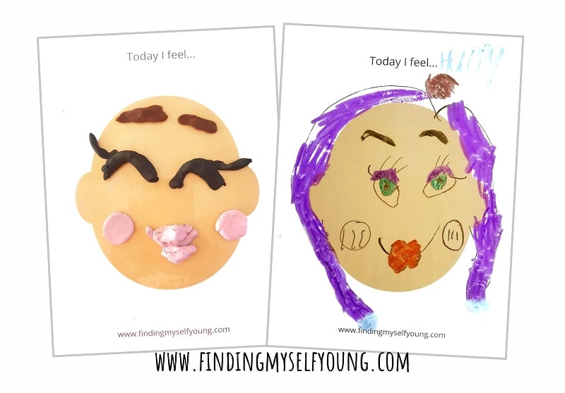 free printable emotions playdough mats with washable pens and playdough