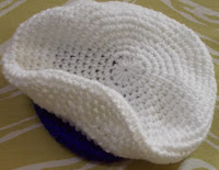 Sweet Nothings crochet free crochet pattern blog ; photo of the beret for the Nautical inspired sets in blue and white