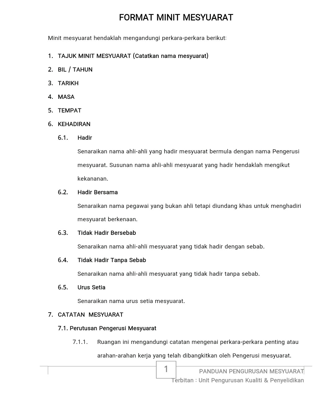 Format Minit Mesyuarat Yang Betul - Pendidik2u