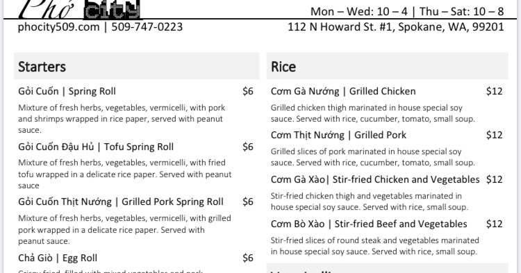 Inland Northwest Business Watch Take Out Menus From Around Spokane