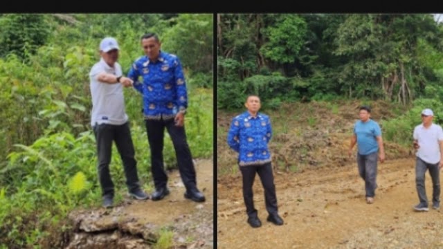 Gerak Cepat Atasi Keluhan Masyarakat, Kepala Dinas PUPR Elifsan didampingi Kepala Kesbangpol  Yosmar Difia  Kebut Pembangunan Jalan Daerah Rura Patontang