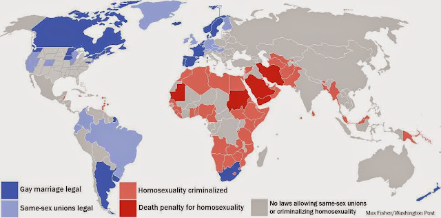 Map showing where being homosexual is illegal