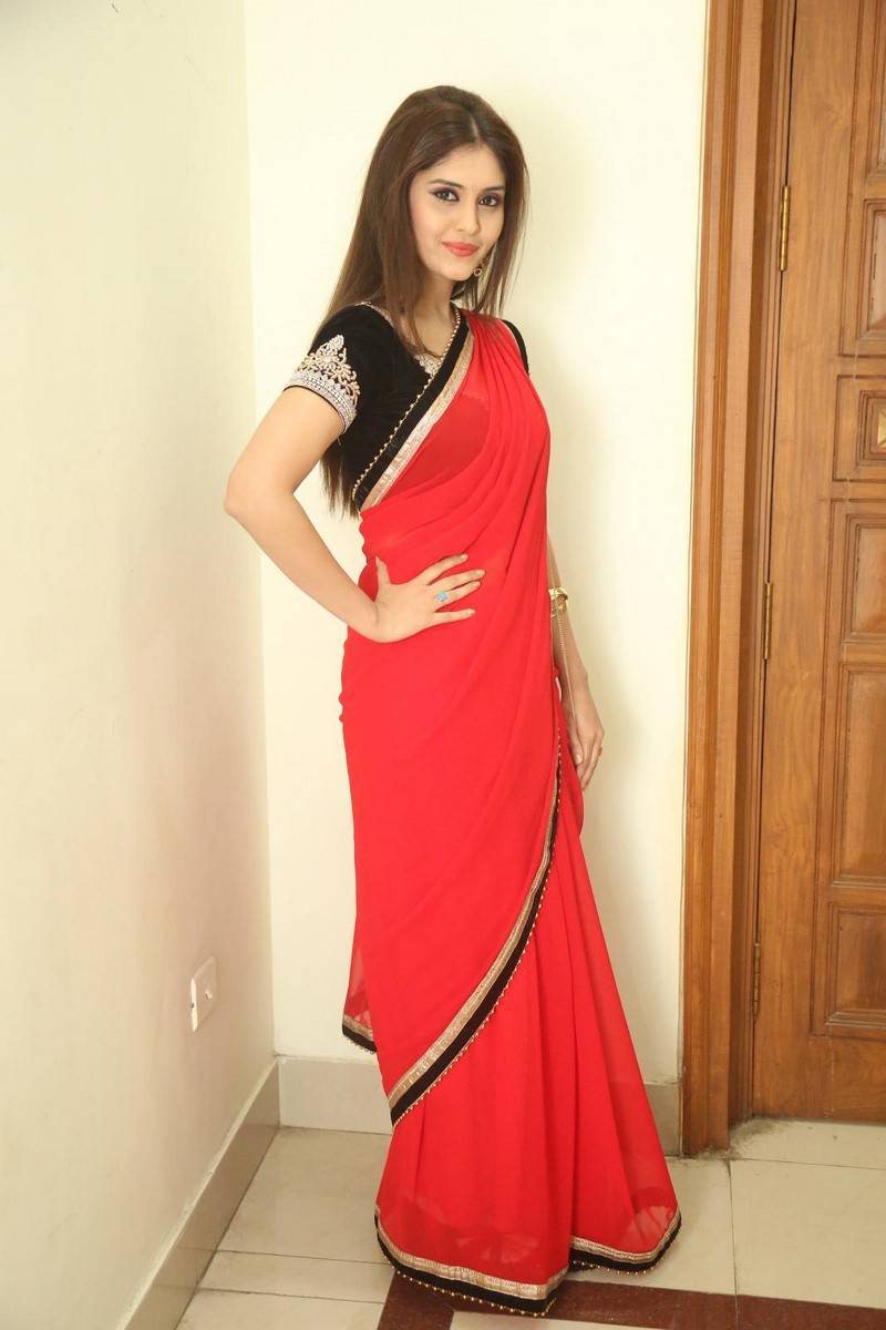 Indian Hot Actress Surabhi Hip Navel Show In Transparent Red Saree Tollywood Boost