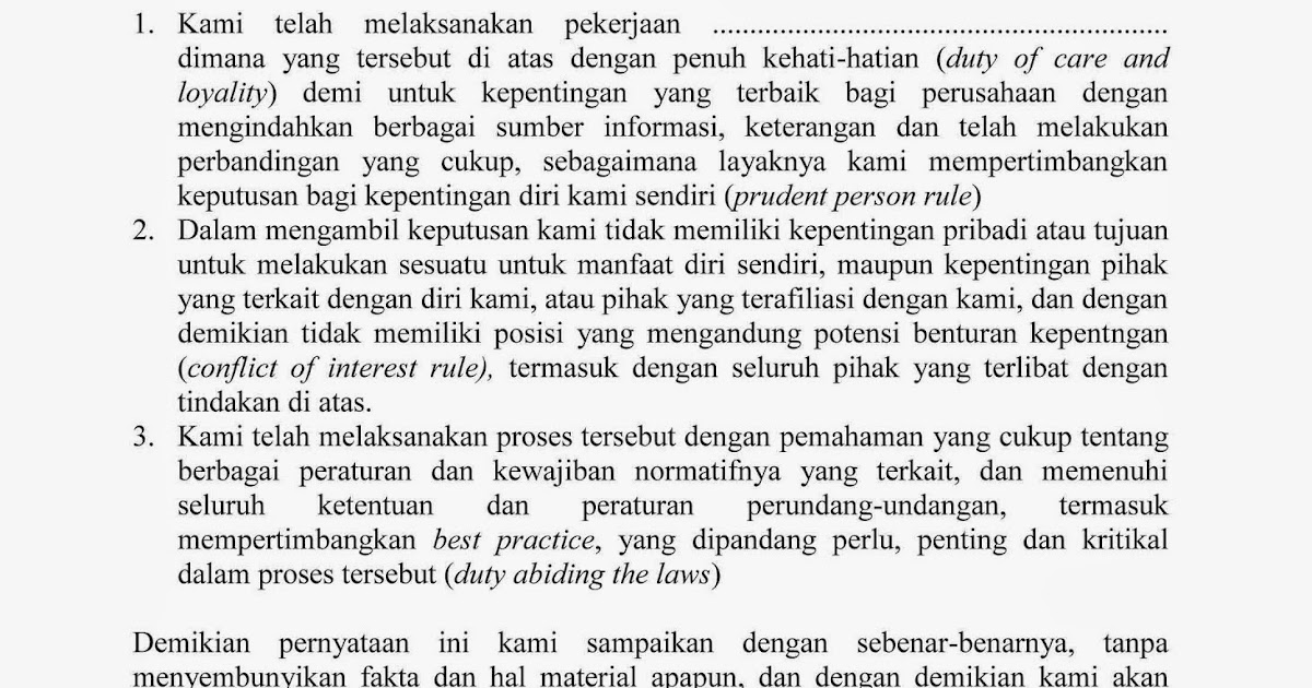 Contoh Surat Pernyataan Pakta Integritas | Wisanggeni