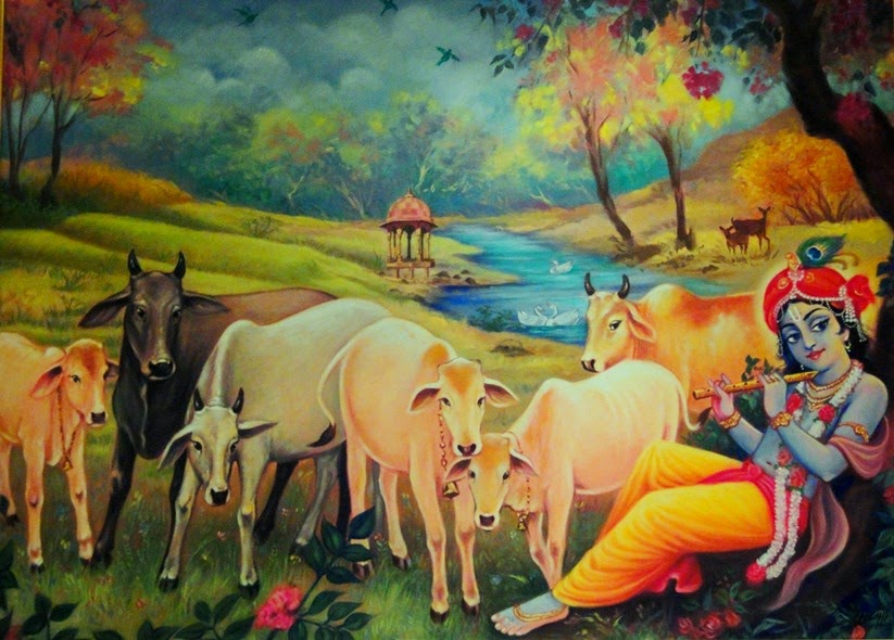 Krishna - Yamuna Teer Vanchaari Cows