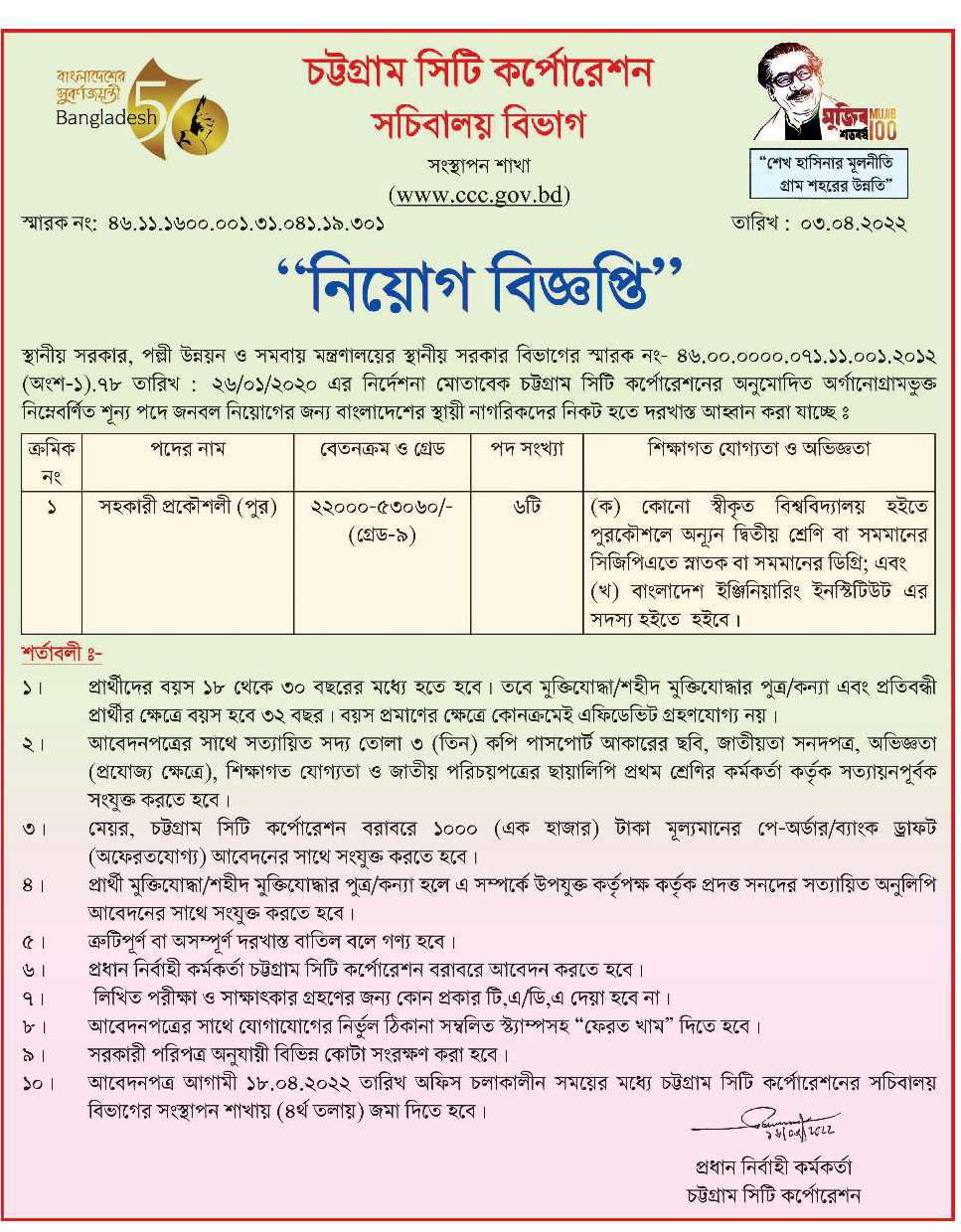 চট্টগ্রাম সিটি কর্পোরেশন নিয়োগ বিজ্ঞপ্তি ২০২২ | Chittagong city corporation job circular 2022