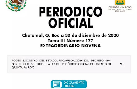 Periódico Oficial de vanguardia en Quintana Roo
