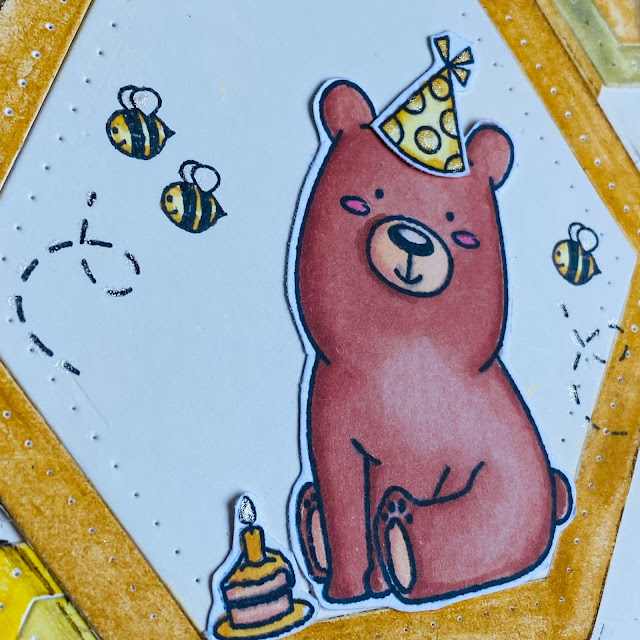 Cute bear image colored with alcohol markers for a card