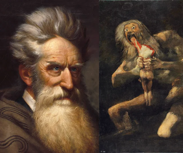 Left: Ole P.H. Balling, John Brown (Detail), 1872      Right: Francisco Goya, Saturn Devouring His Son, 1819-23