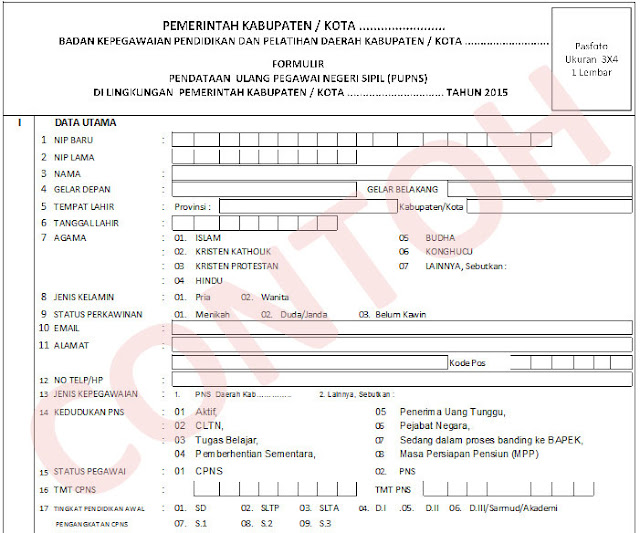 Download Contoh Formulir e-PUPNS Tahun 2015 Excel - Dadang JSN