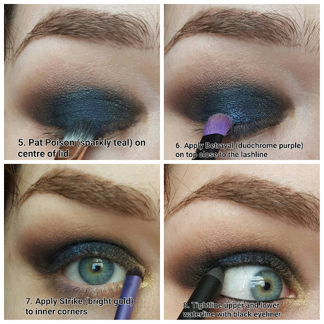 VICE 2 TUTORIAL/URBAN DECAY/BLUE SMOKEY EYES/GOLD/SWATCHES