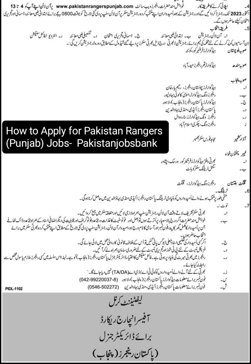 How to Apply In Pakistan Punjab Rangers Selection