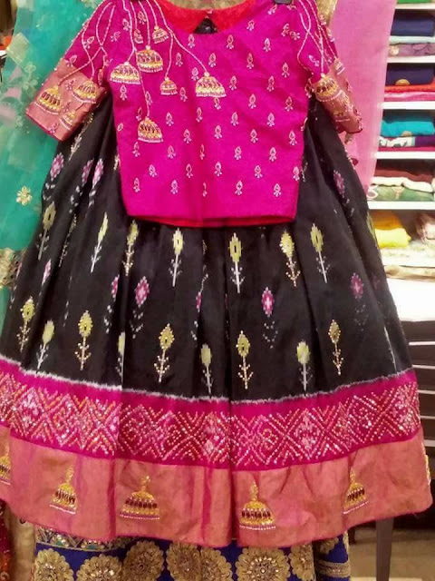 Black Pink Ikkat Lehenga